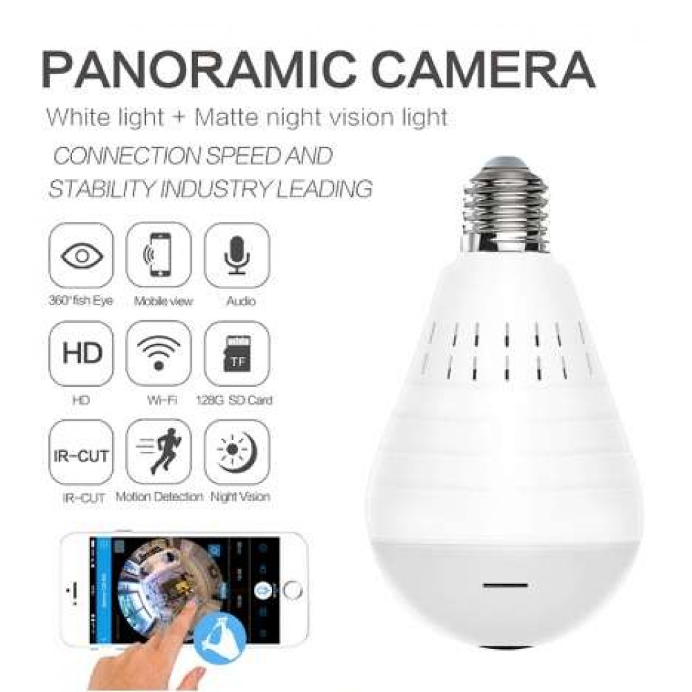Wifi Panoramic 360 degree Camera Wireless IP LED Light Bulb Mini Camera